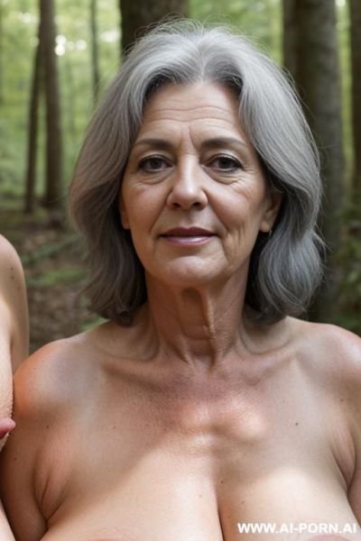 Two fat mature women naked in forest very hairy vagina big hanging natural veiny breasts wrinkled skin - ai-porn.ai on pornintellect.com