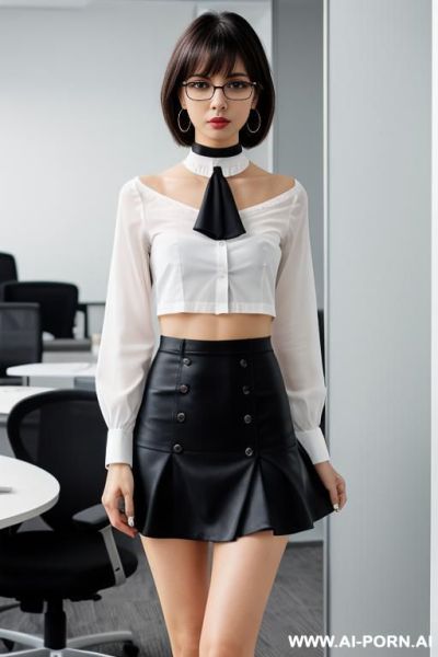 Fit, s m a l l waist, s m a l l waist, t i n y waist, m i n i waist, slender, wide hips, belly button piercing, short straight bangs, s m a l l breasts, earrings, white - ai-porn.ai on pornintellect.com
