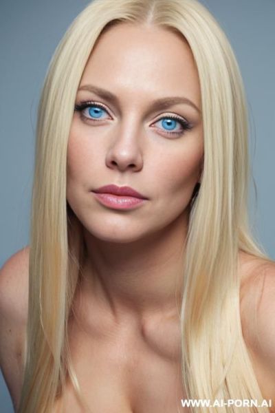 Blonde female scandinavian singer, long straight hair, blue eyes, (((insive light blue eyeshw))), ((chubby arms)), ((very strong arms)), natural boobs, oval face, (((high cheeks))), hairy pussy, makeup - ai-porn.ai on pornintellect.com