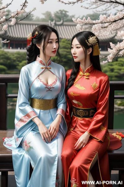 Chinese qeen, pleated dress, chinese clothes, traditional clothes, chinese wedding, old china outfit - ai-porn.ai - China on pornintellect.com