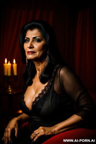 Pakistani evil looking femdom gilf mistress in her dim lit lair - ai-porn.ai - Pakistan on pornintellect.com