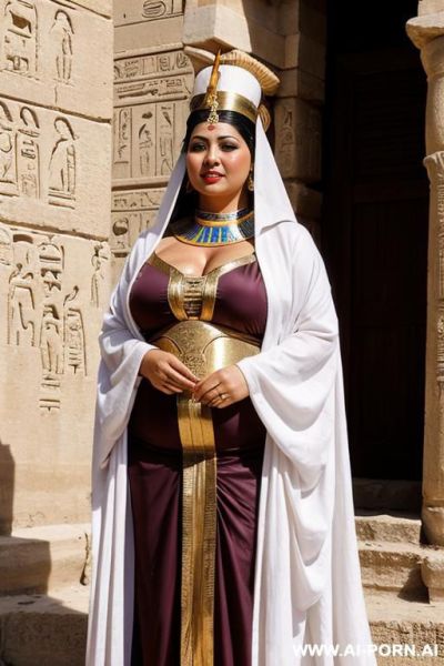 Ancient egyptian chubby fifty years old priestess in a traditional dress - ai-porn.ai - Egypt on pornintellect.com