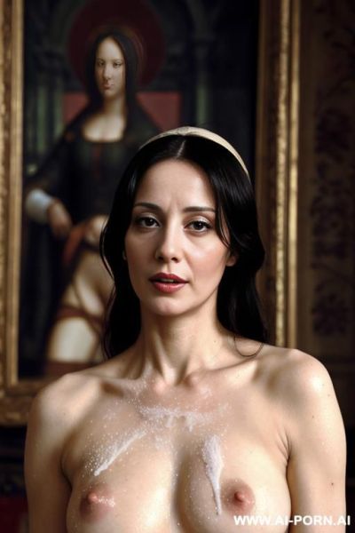 Italian renaissance painting, topless, dense white cum dripping from her face, showing boobs - ai-porn.ai - Italy on pornintellect.com