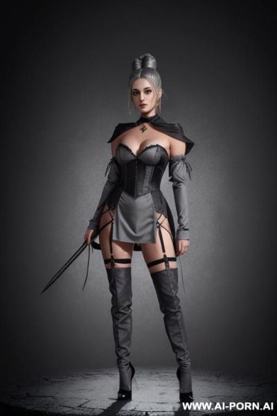 High heels, choker, garter - ai-porn.ai on pornintellect.com