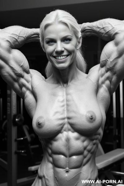 ((nude white smiling very muscular short fitness model d. messing with rockhard pecs)), (extreme sculpted abs), ((very muscular pecs)), ((very muscular fbb delts)), ((very muscular fbb traps)), ((nude - ai-porn.ai - Norway on pornintellect.com