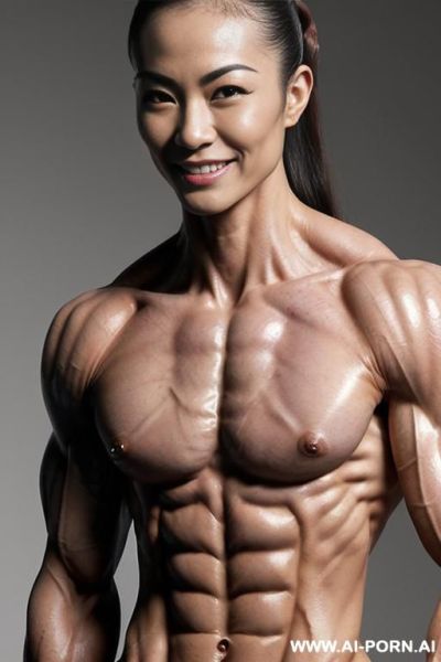 ((nude hongkong smiling very muscular short fbb woman kungfu goddess with rockhard pecs)), (extreme sculpted abs), ((very muscular pecs)), ((very muscular fbb delts)), ((very muscular fbb traps)), - ai-porn.ai - China on pornintellect.com