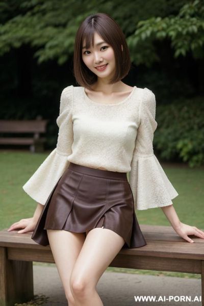 Sitting on wooden bench - ai-porn.ai on pornintellect.com