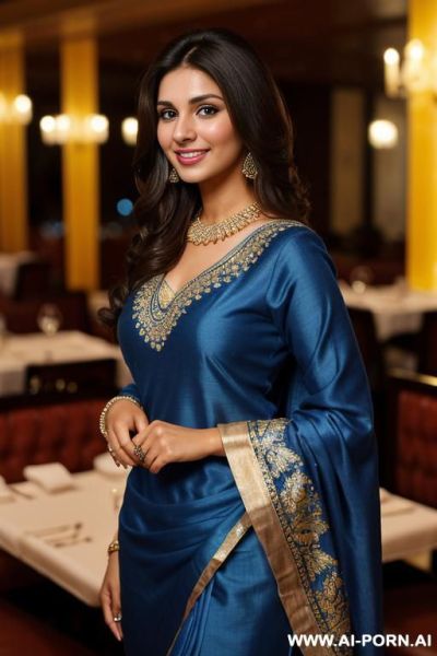 (blue crew neck fancy highly detailed dupatta ), (((standing in a fancy restaurant ))), ((brunette tanned pakistani texan )), (lean), (pretty face), (detailed face), (perfect), (natural lighting), ((highly detailed photo)), actress topanga - ai-porn.ai - Pakistan on pornintellect.com