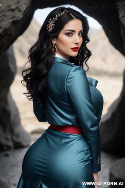 Arafed woman with big breasts posing in a traditional feedingbreast (perfect boobs) (arabic) (german), natural boobs, looks seductively at the viewer, eye contact, view from behind, show ass, - ai-porn.ai - Germany on pornintellect.com