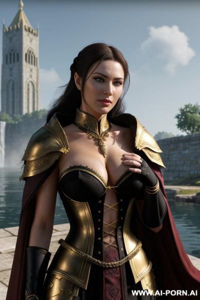 Champion of cyrodiil, woman, inely detail, ultra detailed face, highly detailed skin, highly detailed hands, looking at viewer, (eye contact), noble face exspressions, eyes like gimlets, well fit - ai-porn.ai on pornintellect.com
