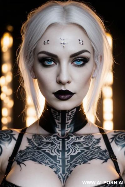 Face white tattoo cyber white skin - ai-porn.ai on pornintellect.com