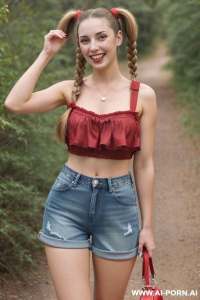 (denim shorts) (red pumps) (hiking) - ai-porn.ai on pornintellect.com