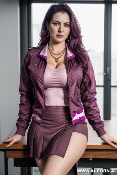Mature, milf, perfect hourglass figure, eye contact, looking into camera, necklace, earrings, bracelets, wearing flowers, totally naked, full hhuman cow with pump on niples - ai-porn.ai on pornintellect.com
