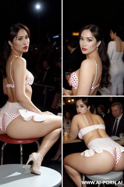 ((fat ass)), celulitis legs ((thicc body)) ,perfect round ass ,((big booty )),((wide-hips)) thicc curvy model ,full side view sophisticated milf with very huge nipples, wearing very huge full cup - ai-porn.ai on pornintellect.com