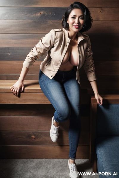 ((topless)) (texas babe) (tight jeans), (pretty face), (wide hips), (sweat body), (pretty face), (very very pretty face), (topless), (sweat), (natural plump tits), (perfect nipples), (((wood wall background))) - ai-porn.ai on pornintellect.com