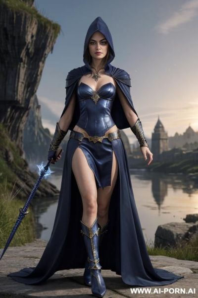 Battlemage, woman, finely detail, ultra detailed face, highly detailed skin, highly detailed hands, looking at viewer, (eye contact), smart face exspressions, eyes like gimlets, well fit figure, (naked - ai-porn.ai on pornintellect.com