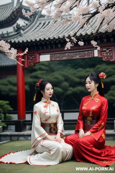 Chinese qeen, pleated dress, chinese clothes, traditional clothes, chinese wedding, old china outfit - ai-porn.ai - China on pornintellect.com