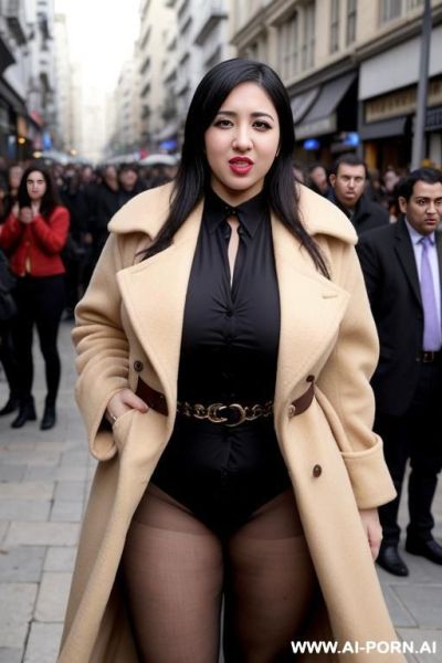 Horny woman ((with b)) flashing her pussy in front of a crowd for strangers to take pictures - ai-porn.ai on pornintellect.com
