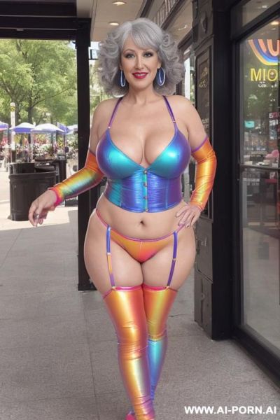 Social media influencer, tight top, extremely pretty, full lips, button nose, hoop earrings, busty round boobs, hourglass figure, tight waist - ai-porn.ai on pornintellect.com