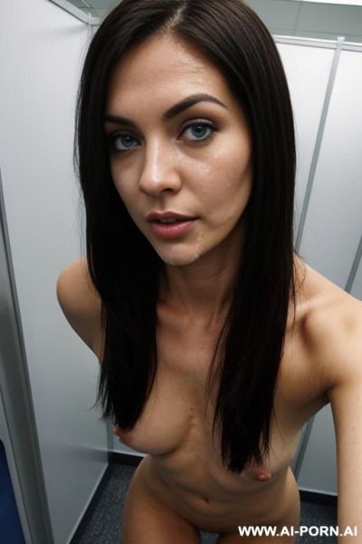 Side view, full view, hands behind the back, big pendulous boobs - ai-porn.ai on pornintellect.com