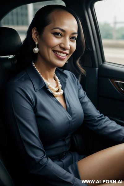 Gorgeous round face, pearl necklace, pearl earrings - ai-porn.ai on pornintellect.com