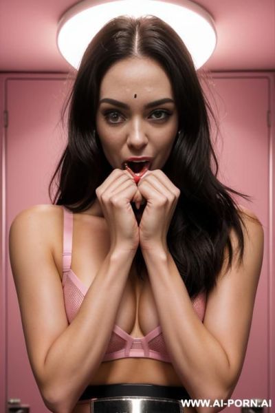 Woman, blond. ,((taking cumshot)) ((showing her pussy)) ((sticking her tongue out with cum dripping down her face onto her tits)) - ai-porn.ai on pornintellect.com