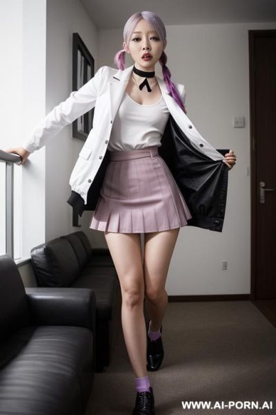 Subject turns away from the camera, widens her stance, bends at the hips and with both hands, squeezes her buttocks together. - ai-porn.ai on pornintellect.com
