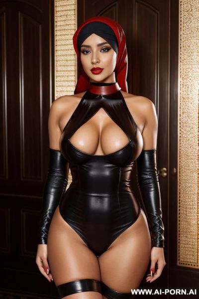 Niqab red leather - ai-porn.ai on pornintellect.com
