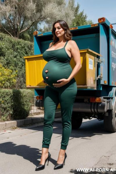 Pregnant big boobed italian woman in backyard - ai-porn.ai - Italy on pornintellect.com