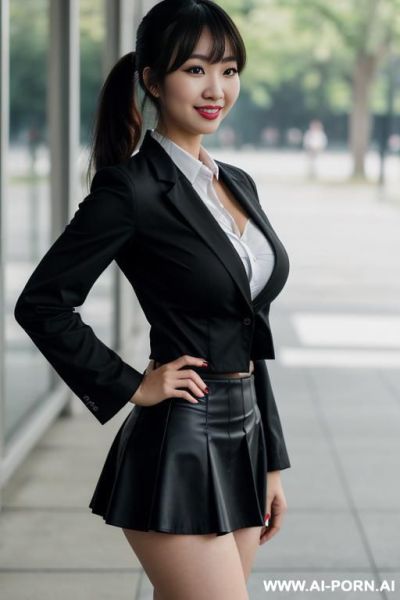 1 girl, pornstar, woman, milf, 30 years, black hair, middle eastern, full-bosomed, hourglass, voluptuous athletic, gigantic breasts, big round breasts, massive breasts, huge boobs, high ponytail, full - ai-porn.ai on pornintellect.com