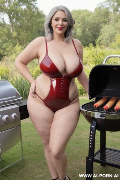 Social media bbw sexy curvy old women influencer, tight top, extremely pretty, full lips, button nose, hoop earrings, busty round boobs, hourglass figure, tight waist - ai-porn.ai on pornintellect.com