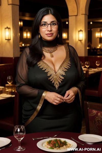 A fair-skinned middle eastern woman with a brown ass and vagina, wearing glasses. she has a full figure but is not fat, with a prominent ass and medium-sized breasts. - ai-porn.ai on pornintellect.com