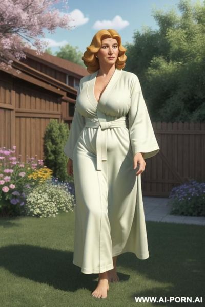 Beautiful hand-drawn 2d animation style of the 140s–10s, in the spi_rit of di_sney or soviet animation from that era, w_arm sunny summer day in a quiet suburban backyard, portrait orientation, - ai-porn.ai on pornintellect.com