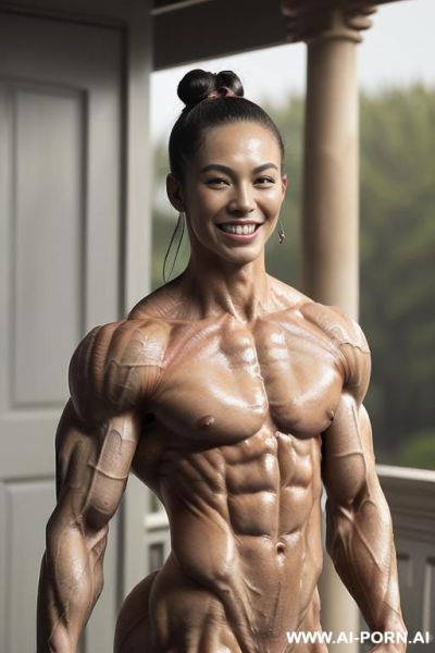 ((nude smiling very muscular short fbb chinese woman with rockhard pecs)), (((nude))), ((naked)), (((very white skin with muscle veins))), ((freaky extreme sculpted abs)), ((nude very muscular pecs)), - ai-porn.ai - China on pornintellect.com