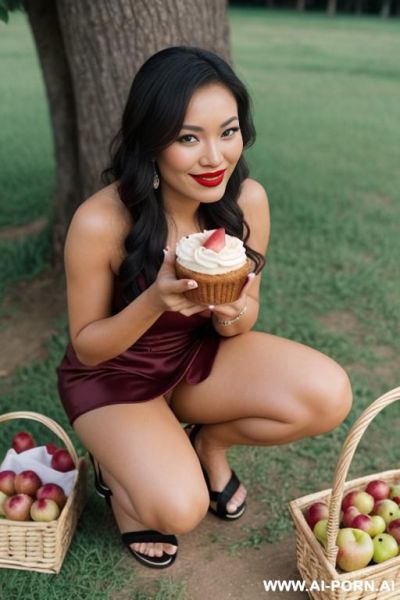 Makeup. smiling. dark red lipstick. cambodian. squatting. sexy. beauty. - ai-porn.ai - Cambodia on pornintellect.com
