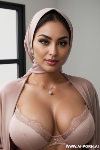 Ultra-realistic close-up selfie portrait of a very attractive 2-30 year old woman with middle eastern / arab features, flawless tanned olive skin, sharp jawline, full lips with glossy nude-pink - ai-porn.ai on pornintellect.com