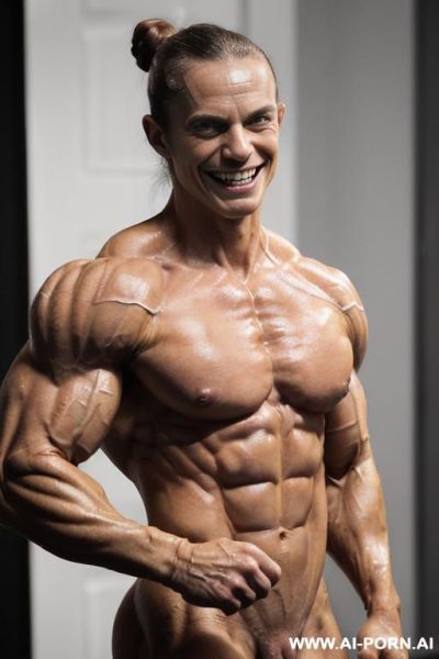 ((nude smiling very muscular short fbb french woman with rockhard pecs)), (((nude))), ((naked)), (((very white french skin with muscle veins))), (((freaky very muscular sculpted abs))), (((freaky very - ai-porn.ai - France on pornintellect.com