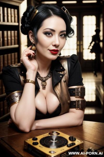Black hair, face, red lips, chinesse eyes, 20 years old, short hair, cum in breast - ai-porn.ai on pornintellect.com