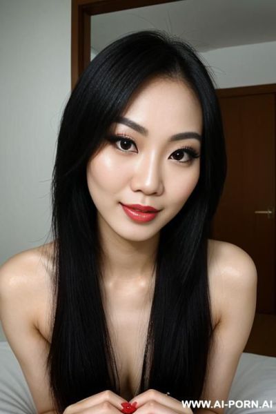 A sexy singaporean wearing makeup with a beautiful face, sucking on her toes. - ai-porn.ai - Singapore on pornintellect.com