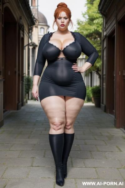 Full body view, (((extremely wide hips))), disproportionally large ass, (((huge hyper colossal ass))) disproportionally wide hips, (((disproportionally thick thighs))), ((hyper colossal thighs)), beautiful - ai-porn.ai on pornintellect.com