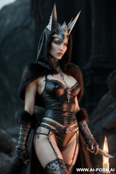 (front view), (eye contact), looking at viewer, dominant body pose, threaing looking woman, arrogant cruel face, ultra realistic, slender sinewy body, sharp breasts, (ashed grayish skin), wearing hawk - ai-porn.ai on pornintellect.com