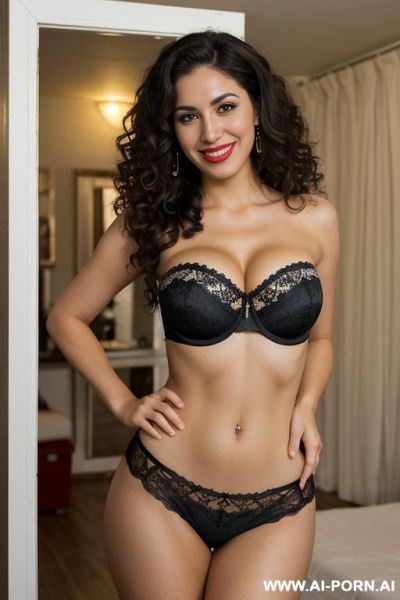 (((arabic ))), (( strapless bra)), (modern texas ranch house), (christmas), (big full lips), ((smiling at the camera)), photorealistic, (ultra detailed photo), (hyper realistic photo), standing in a - ai-porn.ai on pornintellect.com