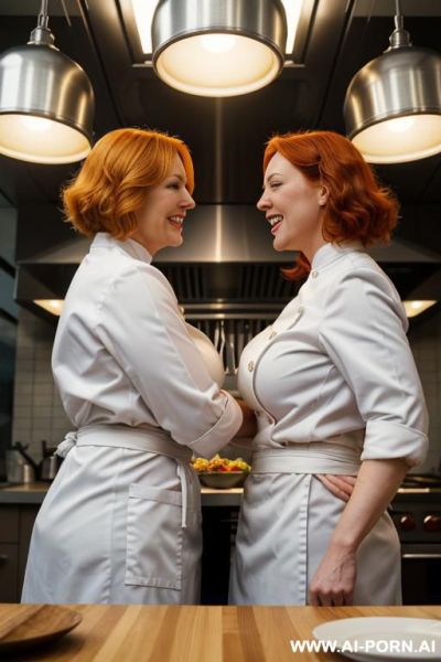 Two different women making out sloppily.1st woman: ginger milf, hairy ginger pussy, long wavy hair, curvy body, big ass, big tits, wide hips, slightly chubby stomach, irish. 2nd woman: asian, - ai-porn.ai - Ireland on pornintellect.com