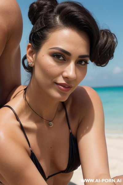 Beautiful horny bobmshell (keep face) front view (((woman straddling man))) (((man fucks woman in cowwoman pose))) (perfect curvy body) ((perfect model face)) beautiful big eyes, alluring smile, - ai-porn.ai on pornintellect.com