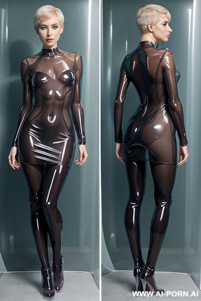 Wet oil body wet oil body , beautiful face, beautiful skin, sexy pose , (((plastic pvc dresses see through a line transparent))) (((plastic pvc dresses see through a line transparent))) - ai-porn.ai on pornintellect.com