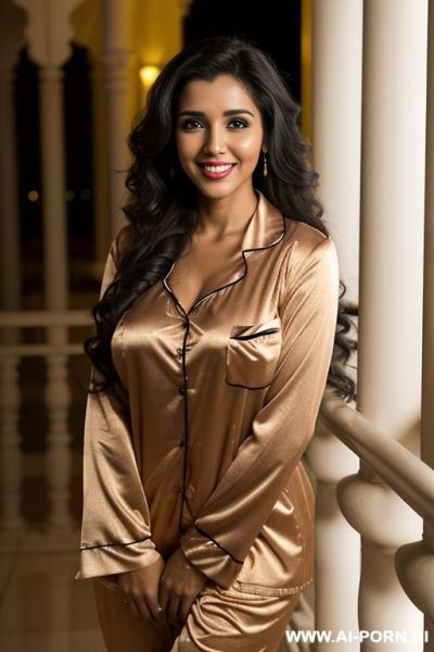(asin), (((indian))), ((pajamas )), (monaco modern mansion), (christmas), (big full lips), ((smiling at the camera)), photorealistic, tanned indian, (ultra detailed photo), (hyper realistic photo), standing - ai-porn.ai - India on pornintellect.com