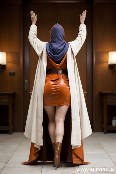 Ultra realistic, ((from behind)), ((latex)), ((sweat body)), ((narrow waist)), ((totally naked)), ((korean woman)), ((white skin with slightly blue tint)), ((enormously natural heavy tits)), ((deep massive - ai-porn.ai - North Korea on pornintellect.com