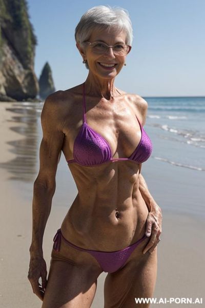 ((sexy hot old mom mature attractive milf)) (pink bikini) ((sexy standing pose, direct eye contact)) (((choose the most perfect, most realistic, real photo))) (((authentic woman, realistic woman, - ai-porn.ai on pornintellect.com