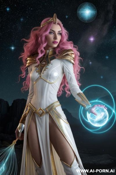 (front view), (eye contact), (detailed face), (detailed body), (detailed skin), (detailed hands), science fiction space wizard, tall slender figure, ghostly athletic body, graceful strong limbs, - ai-porn.ai on pornintellect.com