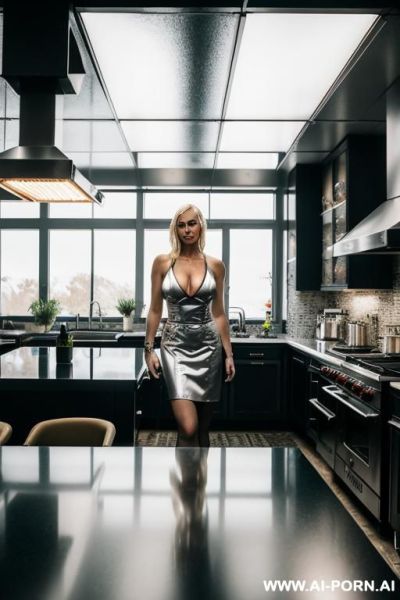 Naked milf blond, sexy dressed, secretary, heels, stocking with al lot of cum all over her, full body, cumshot - ai-porn.ai on pornintellect.com